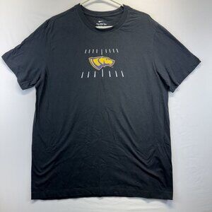 Nike Mens Black Graphic T-Shirt With Gold & Purple Logo Size L Crew Neck Short S